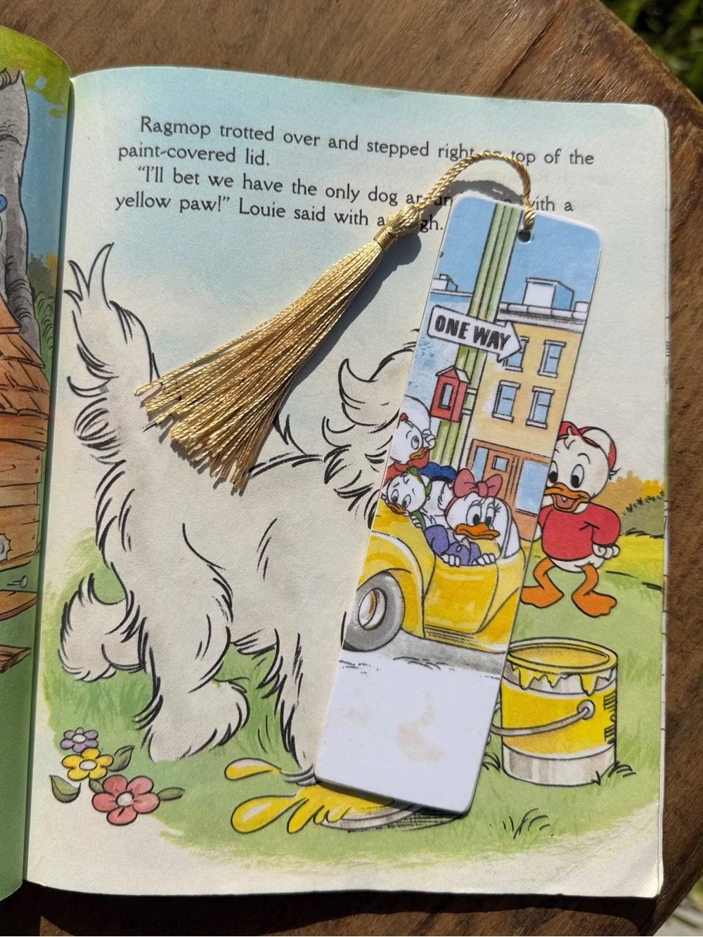 Disney Donald Duck Little Golden Book Wooden Bookmark Handmade Double Sided